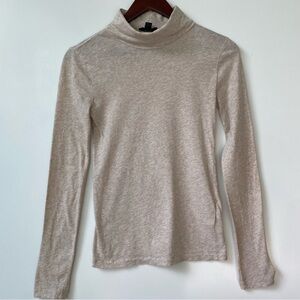 J. Crew Heathered Beige Turtle Neck Long Sleeve Tissue Top XS